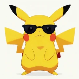 abstract portrait of pikachu wearing sunglasses in the style of herbert bayer
