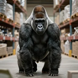 a gorilla in a warehouse