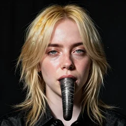 billie eilish with elephant's trunk in her face