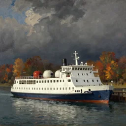 ferry yenisei, autumn, by vasily surikov
