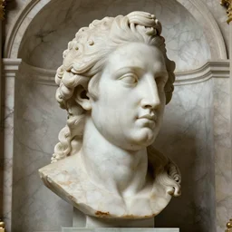 a baroque neoclassicist portrait of a retrofuturistic assassin head and shoulders, large marble architecture in background. renaissance portrait painting. highly detailed science fiction painting by norman rockwell, frank frazetta, and syd mead. rich colors, high contrast, gloomy atmosphere, dark background. trending on artstation