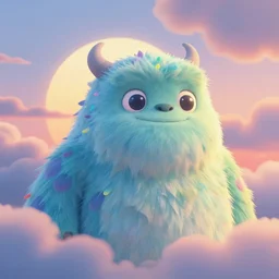 fluorescent soft pleasing - palette friendly colossal gentle monster friendly giant wind spirit yeti, eyes, character portrait, close - up, pleasing palette, undulating nebulous sunset clouds, adorable, friendly, dyllic cumulonimbus still from fantasia pastel from fantasia ( 1 9 4 1 )