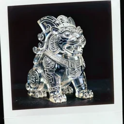 low angle, polaroid photo of a transparent mayan jaguar warrior, high detailed sharp focus, dark horror night interior