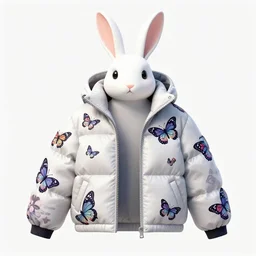 concept art of a bunny wearing a big puffer jacket with butterfly patterns, butterfly inspired japanese harajuku street fashion, gapmoe yandere grimdark, trending on pixiv fanbox, painted by greg rutkowski makoto shinkai takashi takeuchi studio ghibli, akihiko yoshida