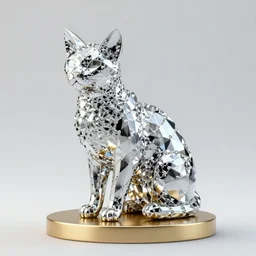 sculpture of a diamond cat, on a golden pedestal. Highly detailed 8k. Intricate. Sony a7r iv 55mm. Award winning.