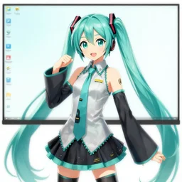 hatsune miku themed linux desktop environment, linux mint, computer wallpaper, in 1 9 9 5, y 2 k cybercore, still from a ridley scott movie