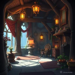 photo cartoon illustration comic manga painting of indoor environement : 6 fantasy environement, digital painting, volumetric lighting by feng zhu, 3 d alejandro alvarez alena aenami artworks in 4 k beeple, by thomas kinkade hearstone league of legends dofus overwatch