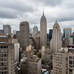 Beautiful picture of an intricate very detailed cozy city on a cloudy day with tall buildings with small windows, high-quality photograph