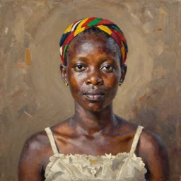 portrait of a kenian woman ( 3 5 ) from kenia in 2 0 2 1, an oil painting by ross tran and thomas kincade