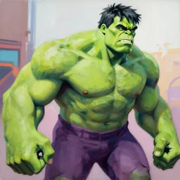 greg manchess portrait painting of titan hulk as overwatch character, medium shot, asymmetrical, profile picture, organic painting, sunny day, matte painting, bold shapes, hard edges, street art, trending on artstation, by huang guangjian and gil elvgren and sachin teng