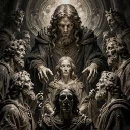 god looking down upon us, horror art by davinci, digital art, highly detailed, intricate, sharp focus, trending on artstation hq, deviantart, pinterest, unreal engine 5, 4 k uhd image