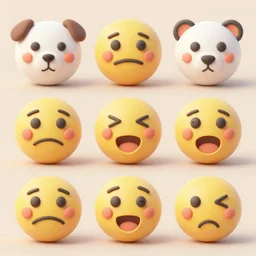 3d clay animal emojis of different emotions