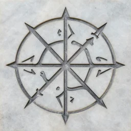 complicated complex magical galdrastafir / sigil associated with the realm of volition. engraving symbol on marble, straight and smooth lines