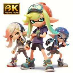 splatoon nintendo dynamic poses digital painting on canvas, trending on artstation, featured on pixiv, cinematic composition, 8 k