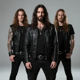 studio photo of jesus in a black metal band, studio portrait