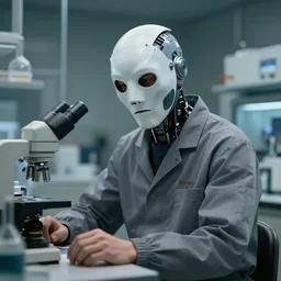 A realistic portrait of an operator working in the laboratory, sci-fi character, character art, mask, concept art, cinematic composition, matte painting, cyborg, Greg Rutkowski, Cedric Peyravernay, Anato Finnstark, artstation, 8k