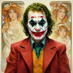 portrait of a joker, path traced, highly detailed, high quality, digital painting, alena aenami, lilia alvarado, shinji aramaki, karol bak, alphonse mucha, tom bagshaw
