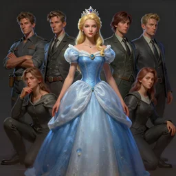 clothed, worksafe. cgsociety, by wlop, ilya kuvshinov, krenz cushart, greg rutkowski, trending on artstation. zbrush sculpt, octane, maya, houdini, vfx. young blonde girl posing, princess dress, tiara. digital painting, large brush strokes. cinematic dramatic atmosphere, sharp focus, soft volumetric studio lighting.