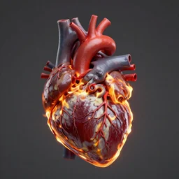 Very realistic human heart on fire ::2.3 fire ::1.5