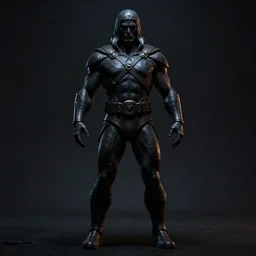 He-Man with a dark manner, centered full body character pose, atmospheric, dark and mysterious, shadowy and eerie character, ominous, cinematic, Epic, 4k, ultra detailed, ultra realistic, colored ZBrush render,