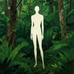 a post - minimalism portrait of a jungle bayou with green foliage with very long legs vibrant color scheme, highly detailed, in the style of romanticism, cinematic, artstation, moebius, greg rutkowski