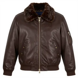 dark brown leather bomber jacket, beaver fur collar, straps, details, leather work, louis vuitton