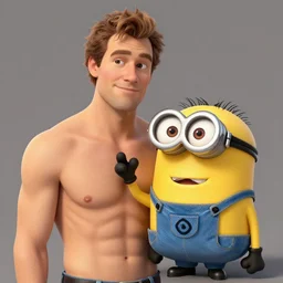 Jordan Peterson handsome shirtless petting a Minion