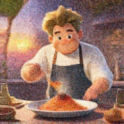 a wholesome gordon Ramsey cooking spaghetti, studio Ghibli, Pixar and Disney animation, sharp, Rendered in Redshift and Unreal Engine 5 by Greg Rutkowski, Bloom, dramatic lighting, sunrise
