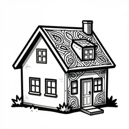 house, simplified zentangle, bold lines