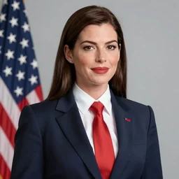 the mogul, anne hathaway portrays united states president donald trump, 8 0's movie poster, theatrical poster, vibrant fan art, digital art, trending on artstation, minimalist