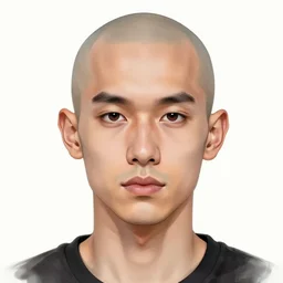 bald one character, perfect face, symmetrical, photorealistic, illustration, portrait