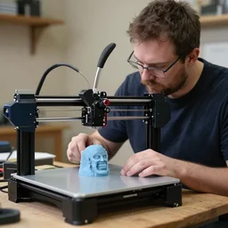taxidermist groot with an a 3 d printer, focus on 3 d printer, sharp focus,, no humans