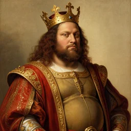 a portrait of a fat but strong black haired king in the style of leonardo da vinci