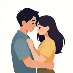 a couple embracing. romantic. clean cel shaded vector art. shutterstock. behance hd by lois van baarle, artgerm, helen huang, by makoto shinkai and ilya kuvshinov, rossdraws, illustration, art by ilya kuvshinov