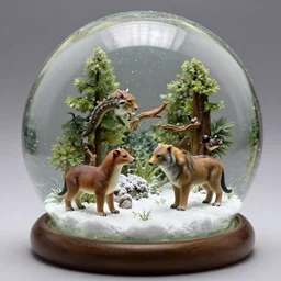 a photo of a whole zoo inside a snowglobe