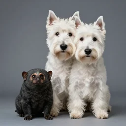 a cross between a westie and a tarsier, photography, f / 1 6, 2 2 mm lens, soft lighting