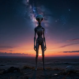 abandoned by thomas kinkade, extraterrestial at night galactic at dusk vaporwave sunset dramatic lighting tundra, archdaily, wallpaper, highly detailed, trending on artstation.