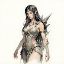a watercolor ink painting of a kaiju goddess of destruction hiding as a humanoid in the style of jean giraud in the style of moebius trending on artstation deviantart pinterest detailed realistic hd 8 k high resolution