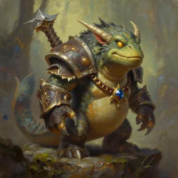 An oil paintinf of a Murloc from World of Warcraft
