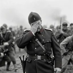 french officer dabbing during the battle of verdun ( 1 9 1 6 ), historical photograph, highly detailed