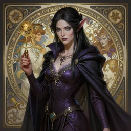 portrait of a female drow necromancer, hd, illustration, epic, d & d, fantasy, intricate, elegant, highly detailed, digital painting, artstation, concept art, smooth, sharp focus, illustration, art by artgerm and greg rutkowski and alphonse mucha, monster hunter illustrations art book