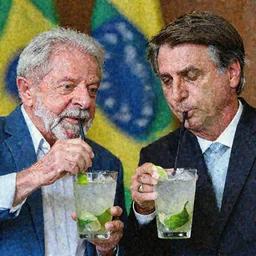 Luis Inacio Lula da Silva and Bolsonaro drinking a caipirinha together realistic, 4k image, news, notícia