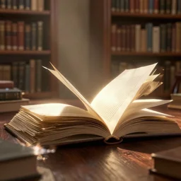open book spell in a library, octane render, volumetric light, trending on Artstation, by James Jean, by Brian Froud, hyper realistic, super detailed book