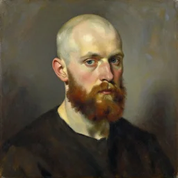 teemu pukki. 3 0 year old bald with beard. kullervon kirous. painted by akseli gallen - kallela