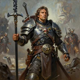 A beautiful oil painting of Danny Trejo in Warhammer Vermintide, by Lucas Graciano, Frank Frazetta, Greg Rutkowski, Boris Vallejo, epic fantasy character art, warhammer fantasy, Exquisite detail, post-processing, low angle, masterpiece, cinematic