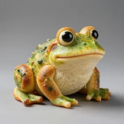 an edible frog sculpture! made entirely out of bread, food photography, studio lighting, delicious