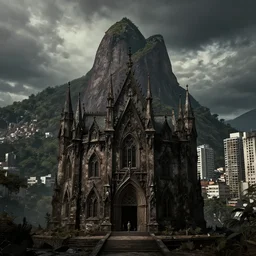 grimdark gothic rio de janeiro, unreal engine, 8 k, ultra realistic, ultra detail, ray tracing