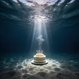 underwater photo of a birthday party with a cake, by trent parke, overexposed