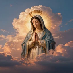 beatuiful sunset clouds made from virgin mary portrait centered