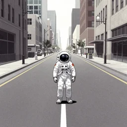 lonely astronaut in the middle of a big city road, Adrian Tomine